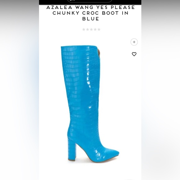 Blue Knee-High Croc Print Heeled Boots - Picture 1 of 2